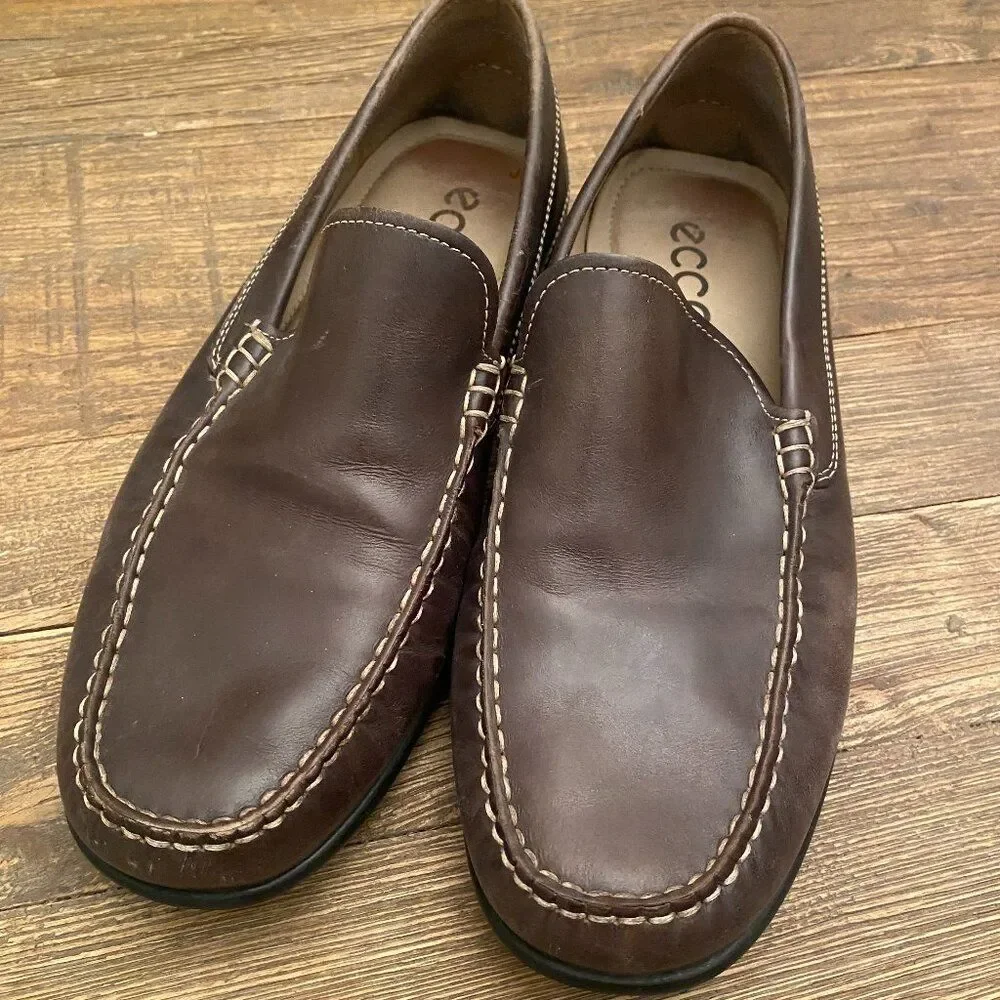 ECCO Classic Moc 2.0 Driving Shoe Loafers Brown Leather Men's EU 42 US 8 Slip On